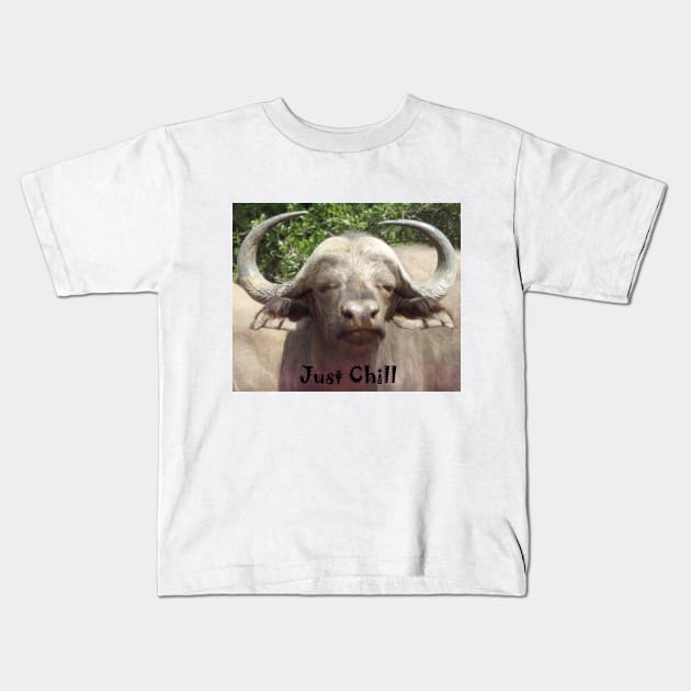 Just Chill Cool Water Buffalo Kids T-Shirt by HutzcraftDesigns